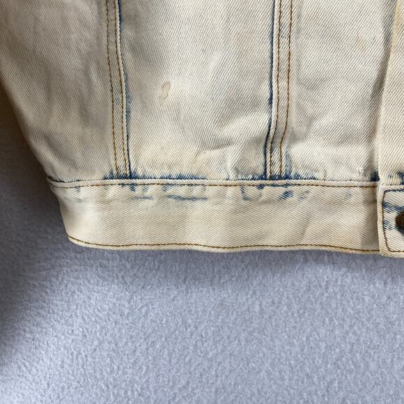 NAF NAF Jacket Mens S Bandana Patchwork Trucker Acid Washed Denim Blue VTG - Picture 8 of 16